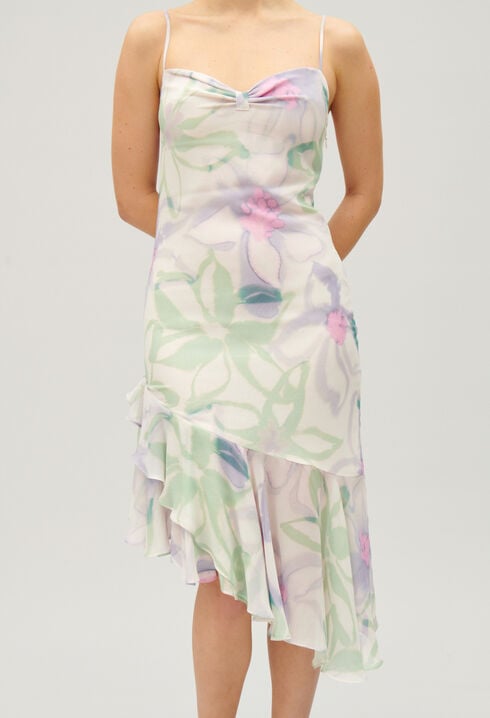 Midikleid aus Seide mit Printmuster