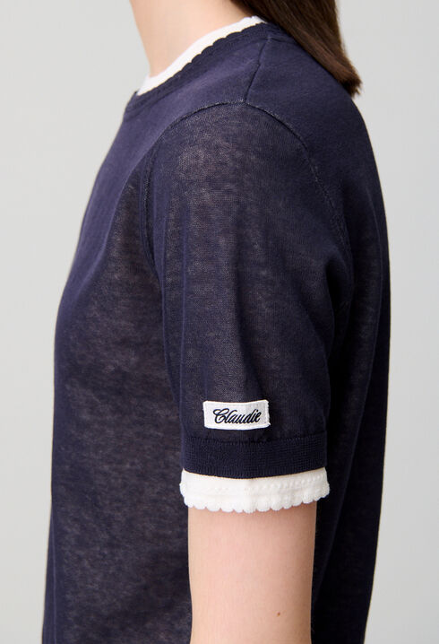 Kontrast-Strickpullover