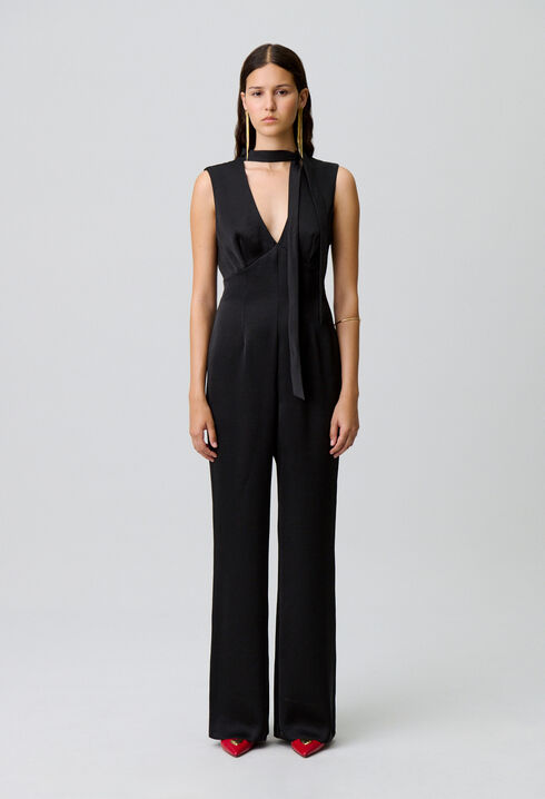 Fließender Satin-Jumpsuit
