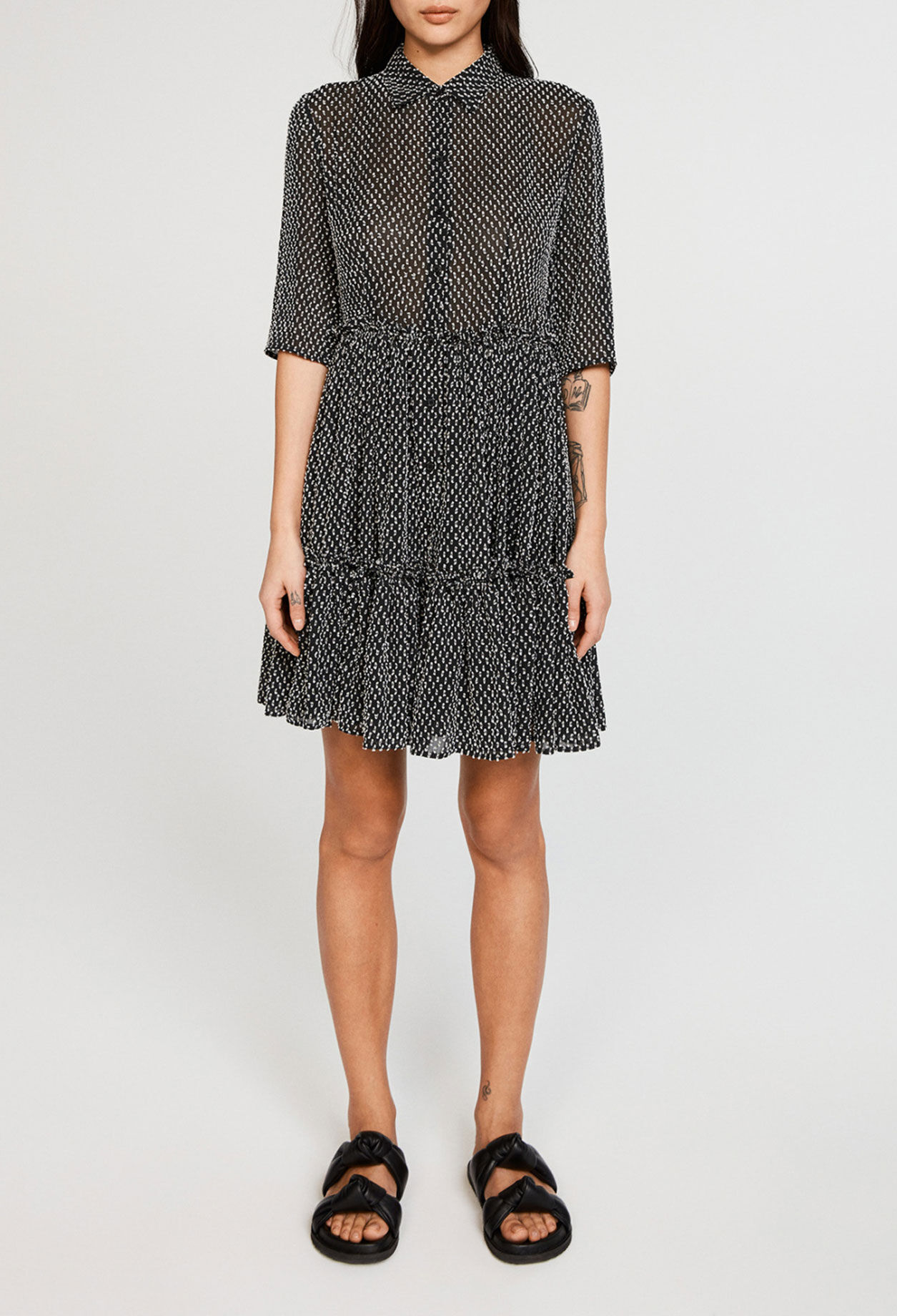 Hemdblusenkleid mit Volant-Besatz