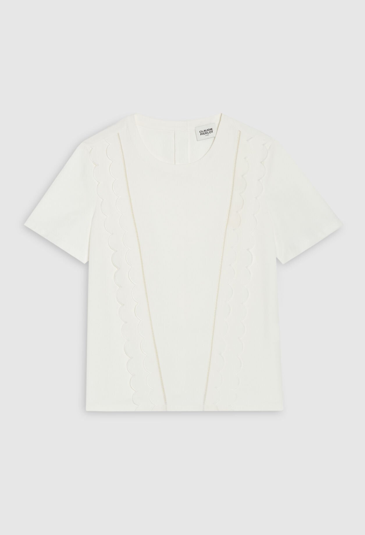 Festoniertes T-Shirt, weiß