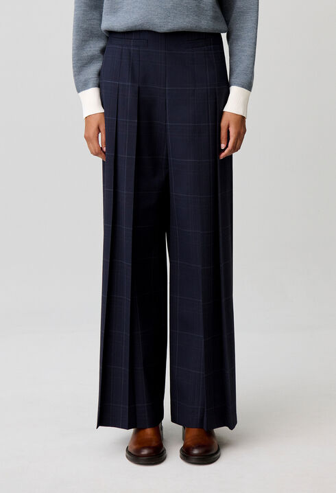 Karierte Hose mit weitem Bein