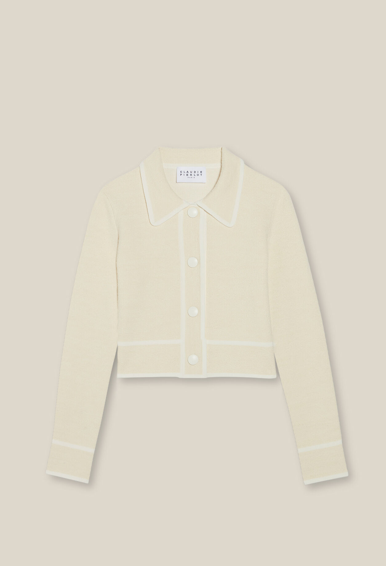 Melierte Strickjacke mit Einfassungen