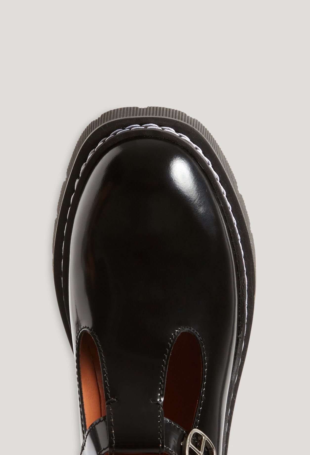 Mary-Jane-Pumps aus schwarzem Leder