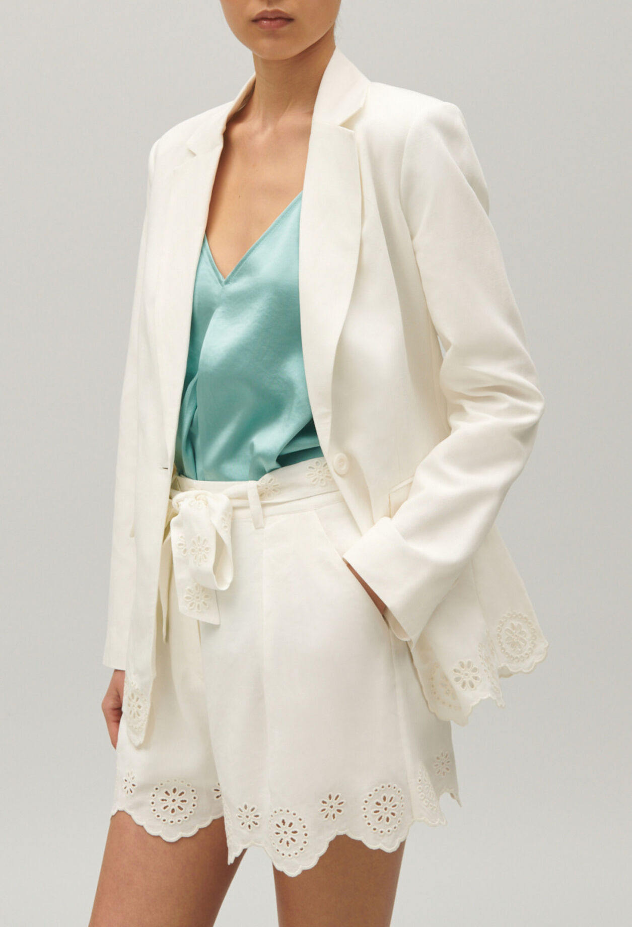 Blazer aus Halbleinen Ecru