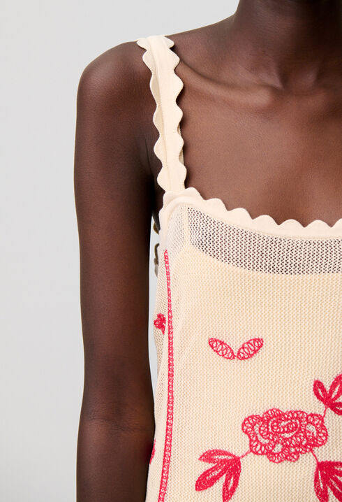 Midikleid mit Blumenstickerei