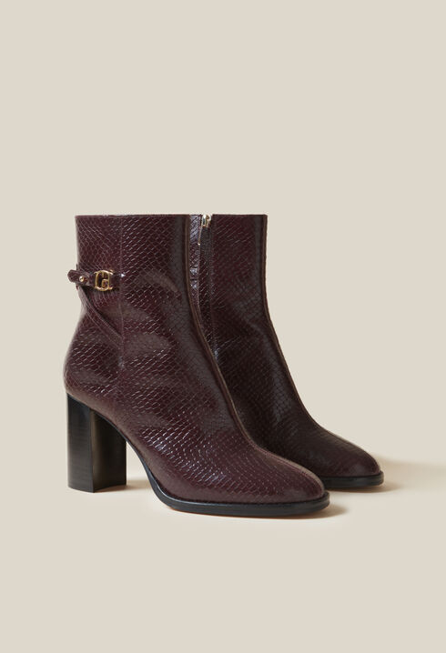 Lackleder-Stiefeletten, Schlangenoptik