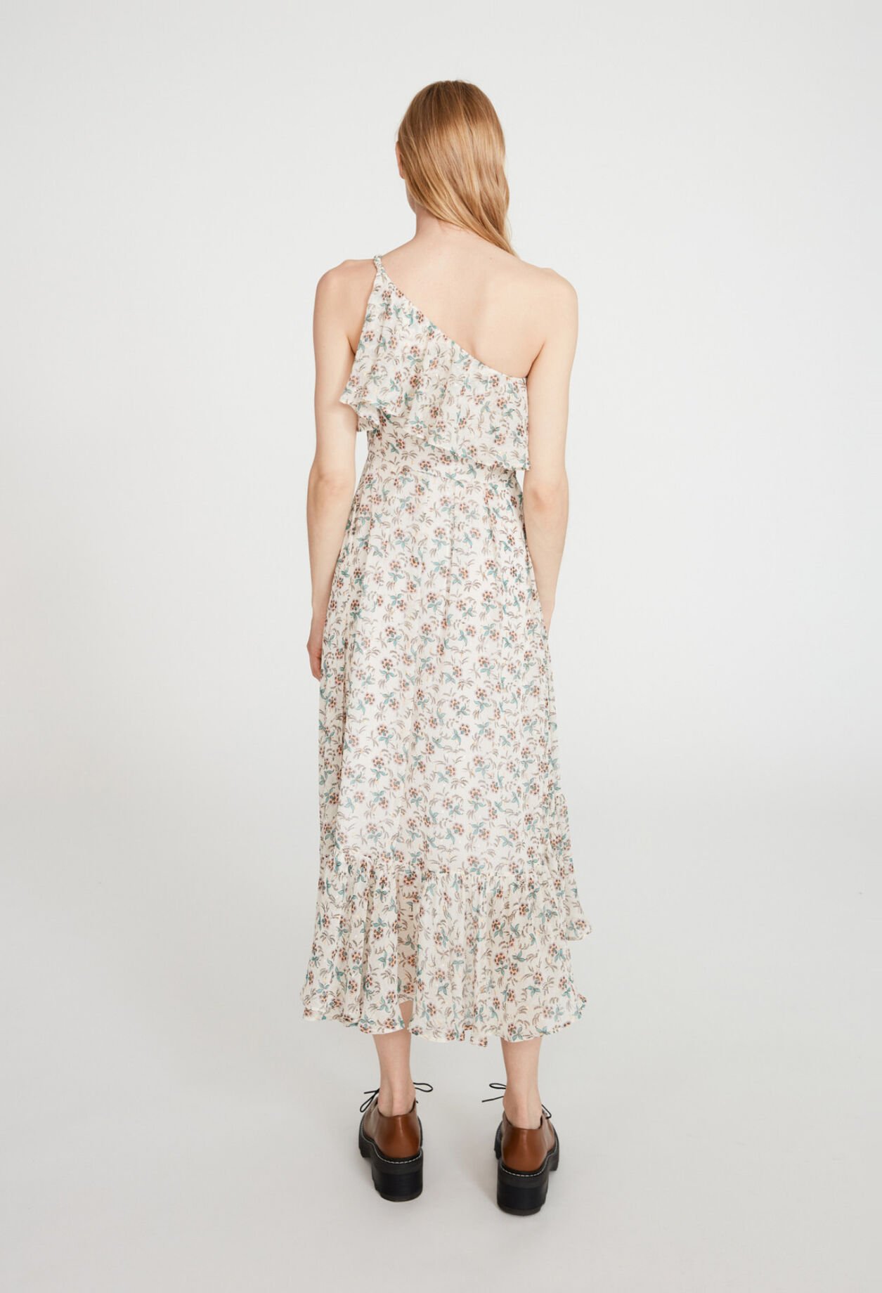 Asymmetrisches Kleid mit Volants