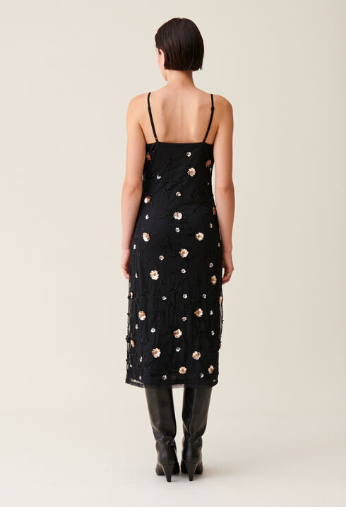 Langes fließendes Kleid Pailletten