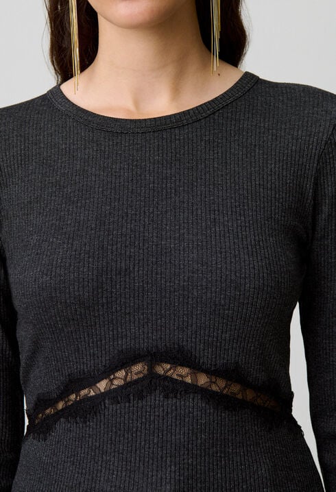 Langarm-T-Shirt mit Spitze