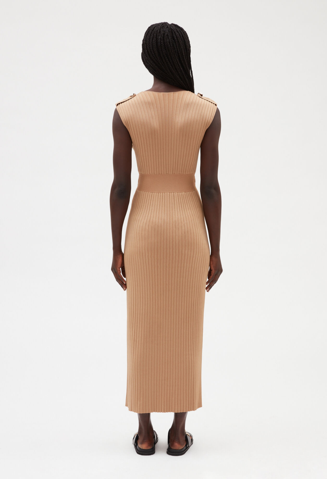 Langes Strickkleid, beige