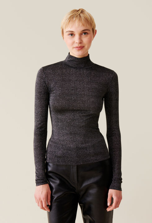 Glitzernder Rollkragen-Longsleeve