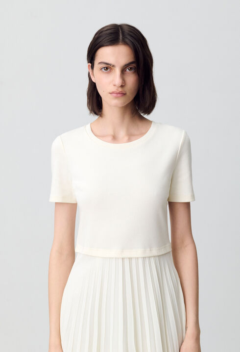 Twist Zweifarbige Midikleid  elfenbein