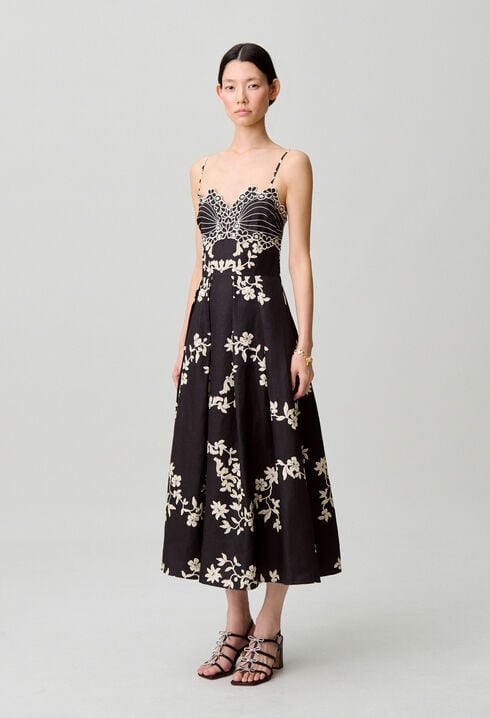 Tr&auml;gerkleid mit Blumenstickerei