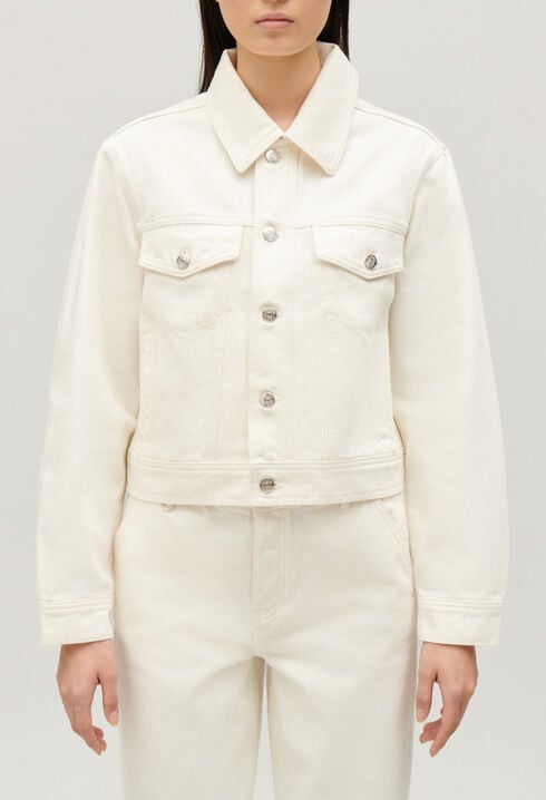 Gerade geschnittene Jeansjacke Ecru