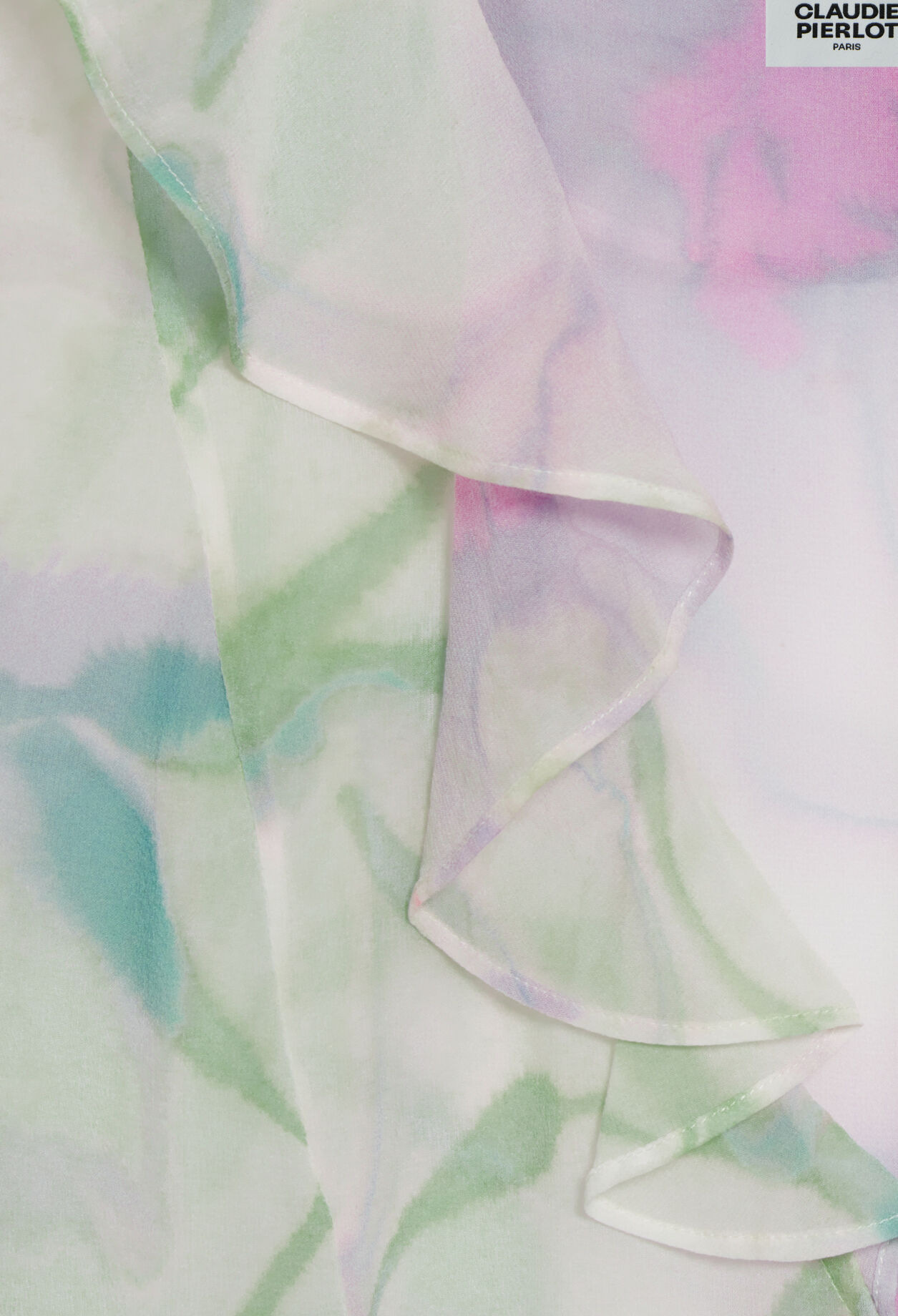 Seiden-Hemdbluse mit Aquarell-Print