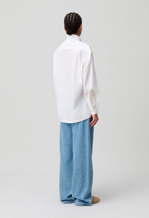 Baumwollbluse mit Rüschenkragen