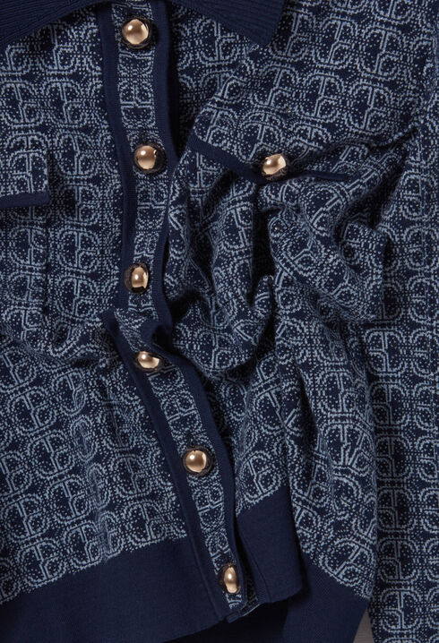 CP-Monogramm-Cardigan Hemdkragen