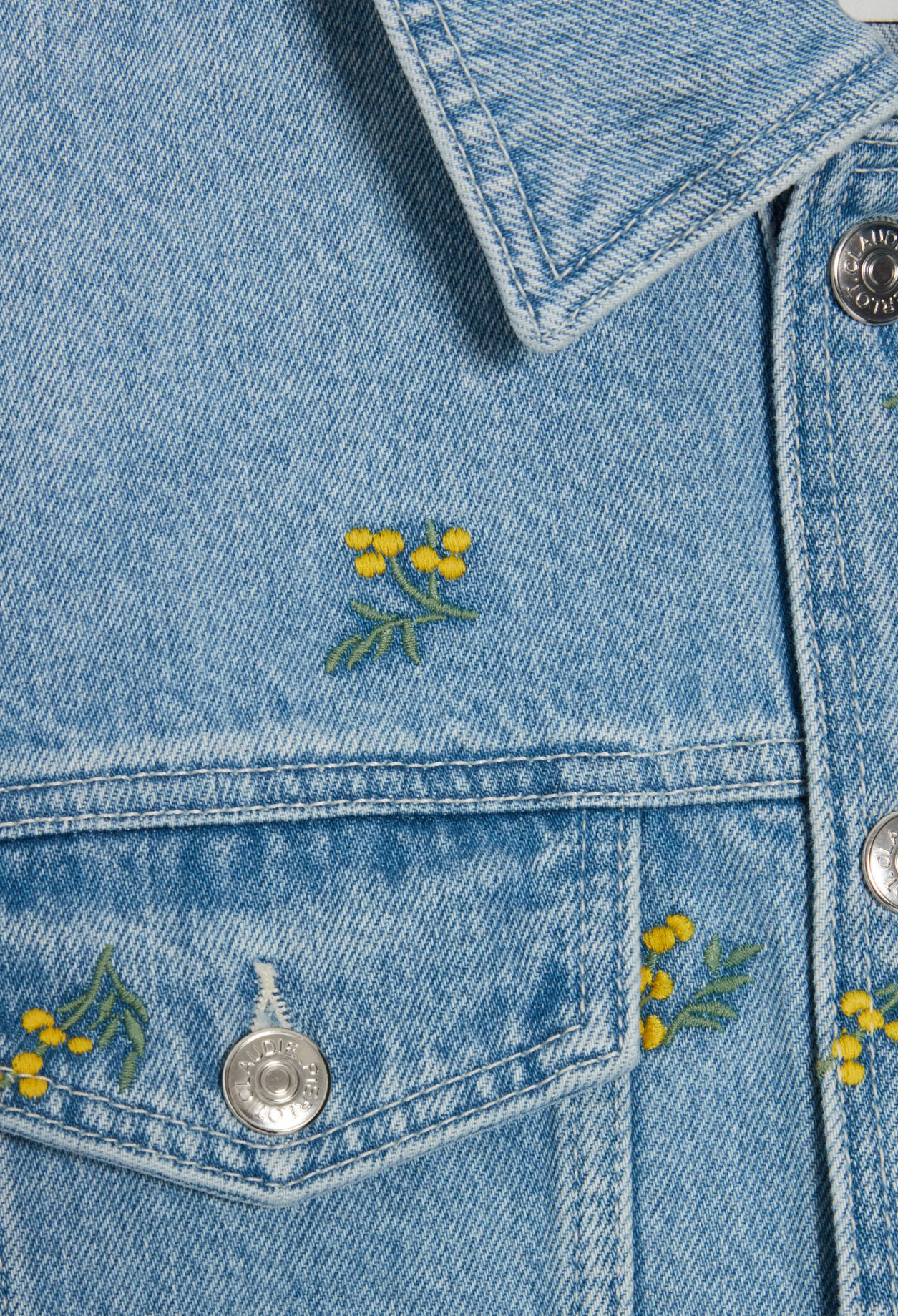 Jeansjacke mit Stickerei, Mimose