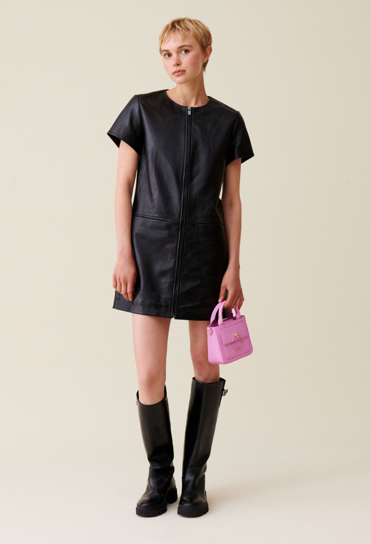 Kurzes lederkleid Clearance
