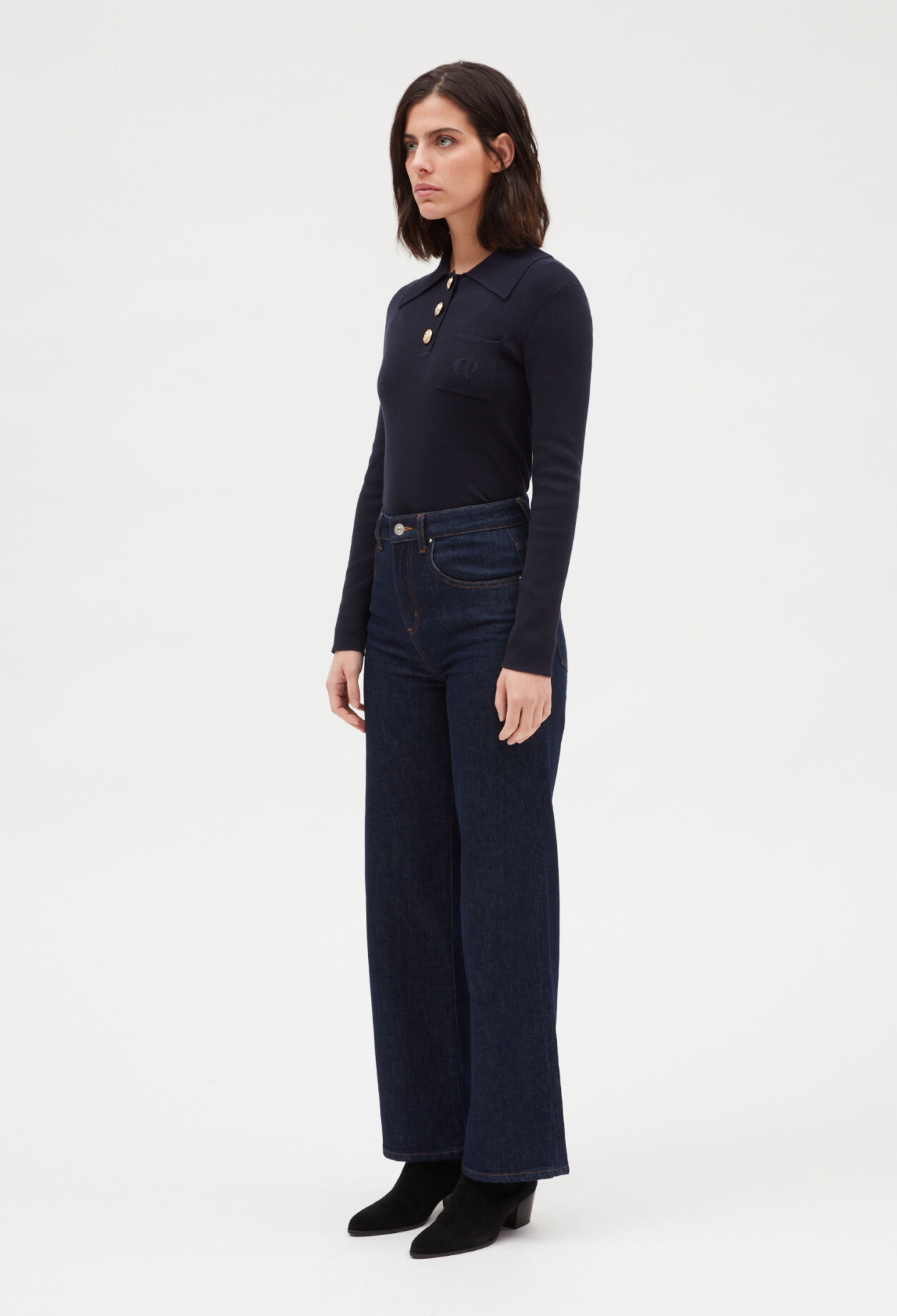 Langärmeliger Pullover, marineblau