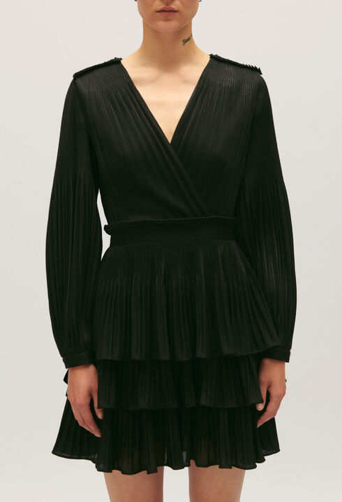 Kurzes plissiertes Kleid schwarz
