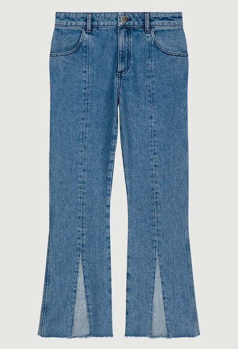 Blaue Flared Jeans mit geraden Kanten