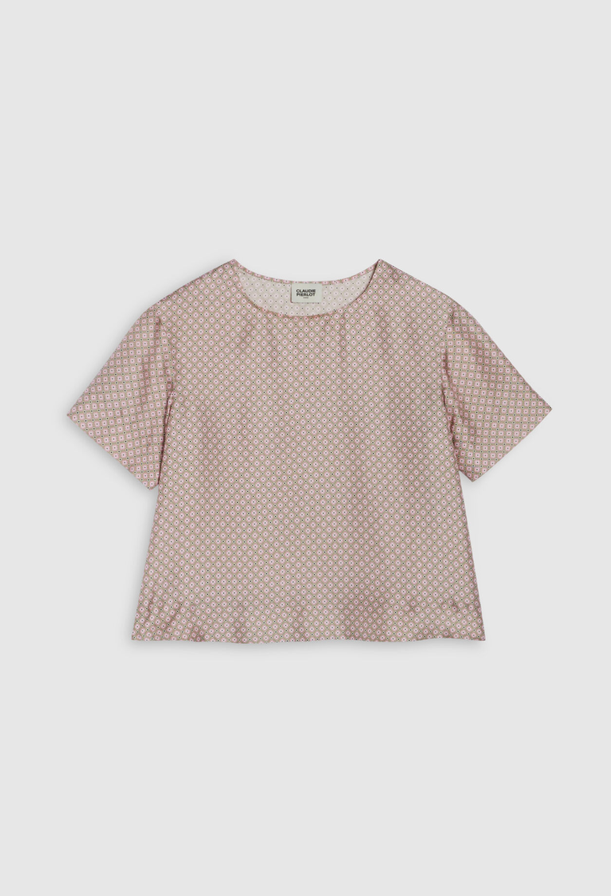 Seidenbluse mit Printmotiv, rosa