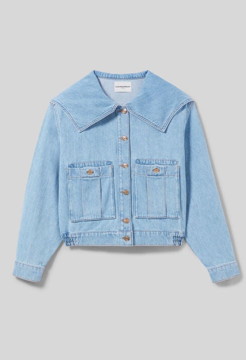 Jeansjacke mit großem Kragen