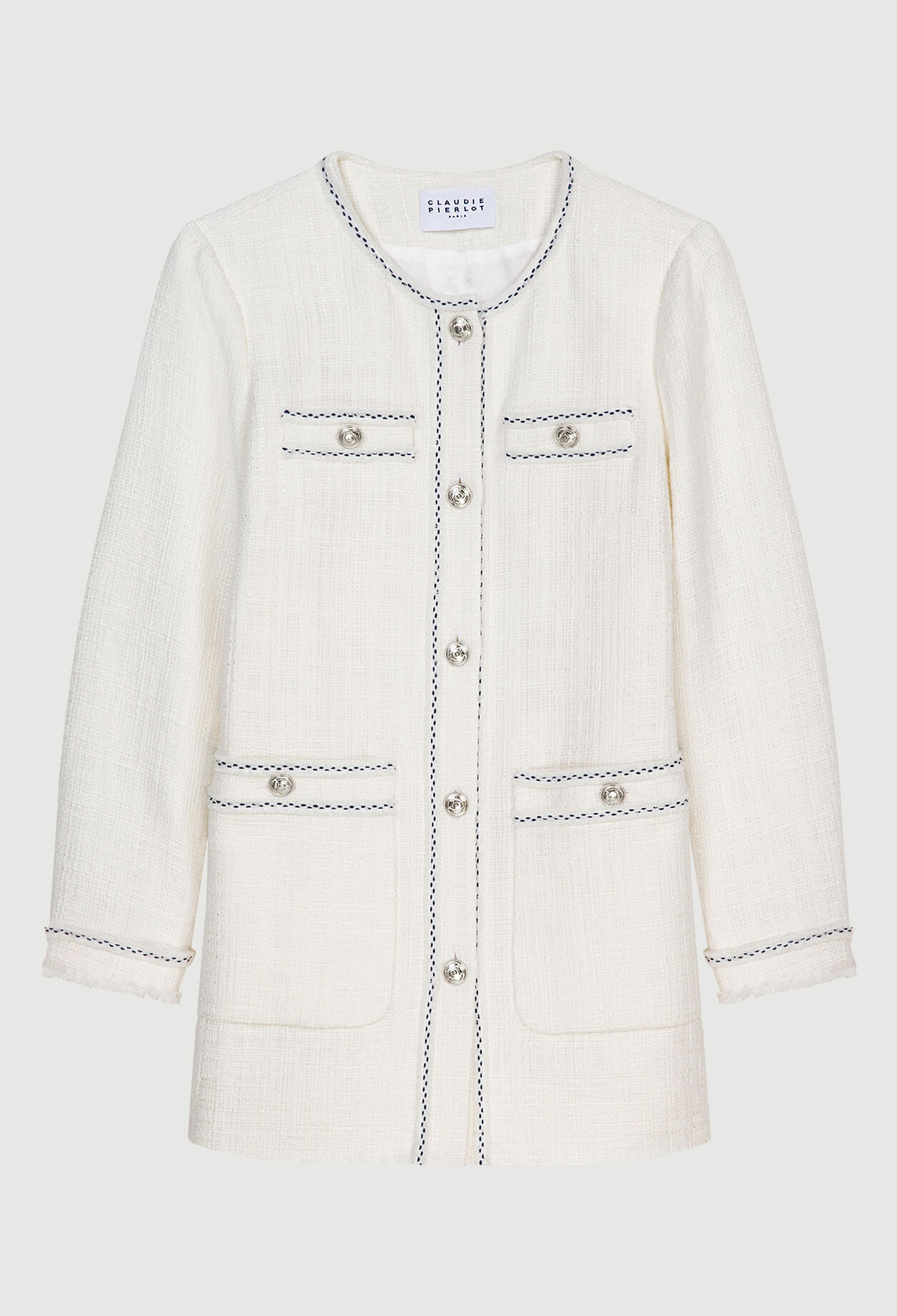 Lange Jacke im Tweed-Look