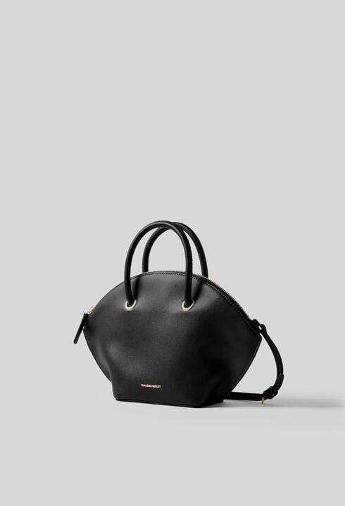 Glattledertasche mit Goldringen