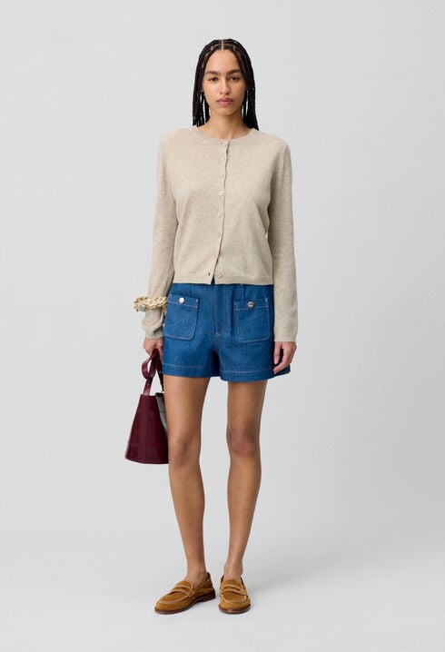 Wollcardigan mit CP-Stickerei