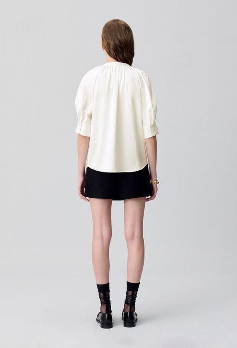 Fließende Bluse mit Tunesien-Kragen