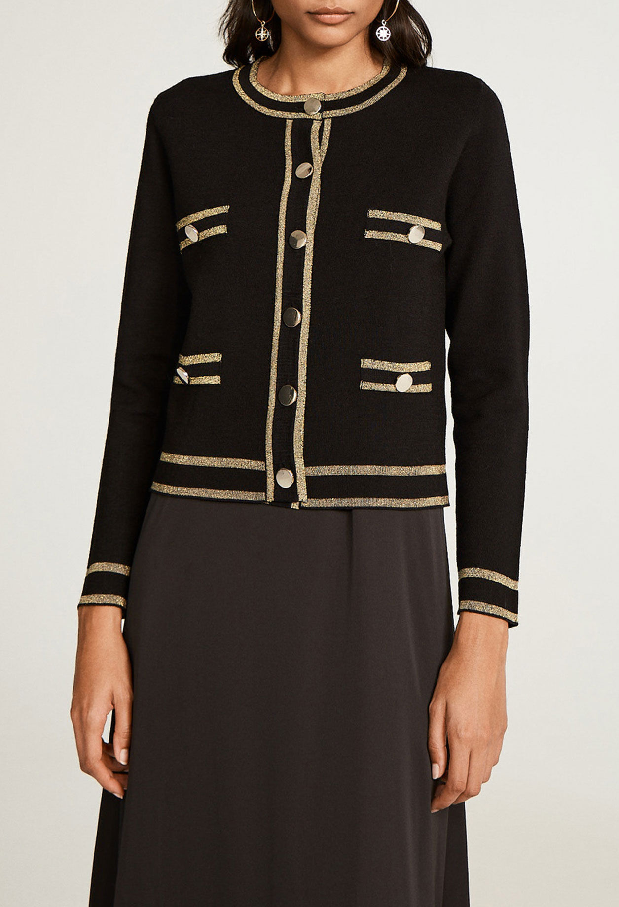 Schwarz-goldfarbener Cardigan