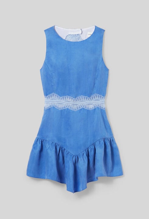 Flie&szlig;endes kurzes Spitzenkleid