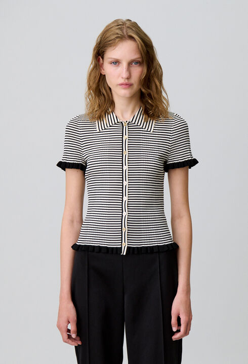Gestreiftes Poloshirt mit Knöpfen