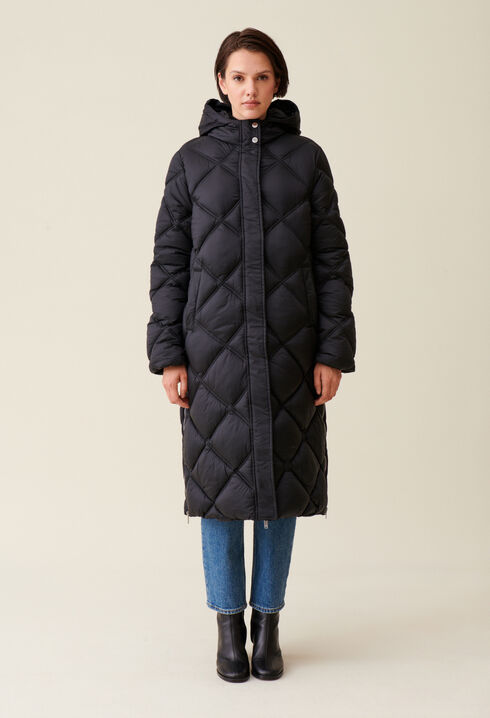 Lange Steppjacke Kapuze
