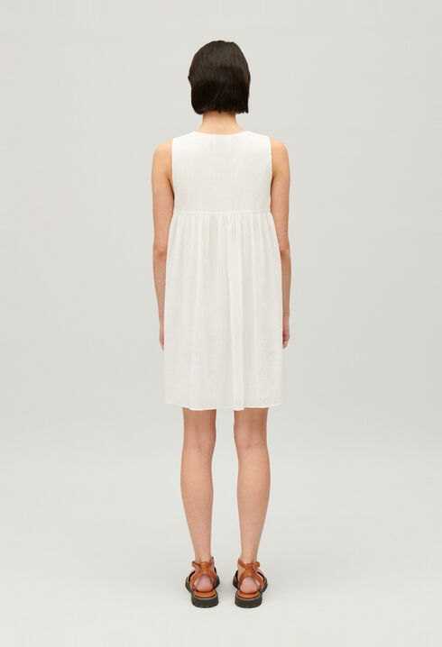 Kurzes, gerafftes Kleid Ecru