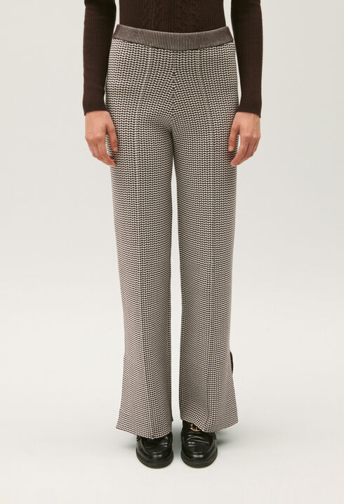 Zweifarbige Jacquard-Strickhose