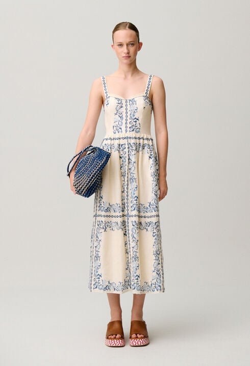 Bedrucktes Leinenkleid
