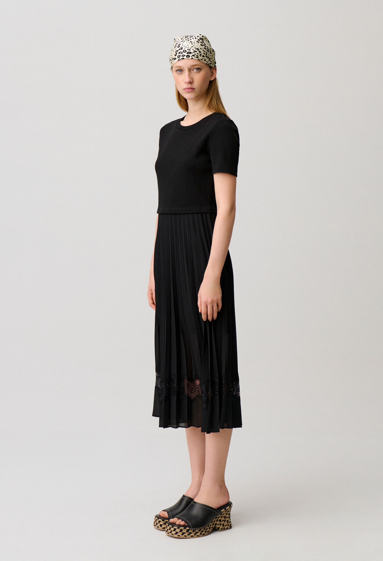Twist Zweifarbige Midikleid  schwarz