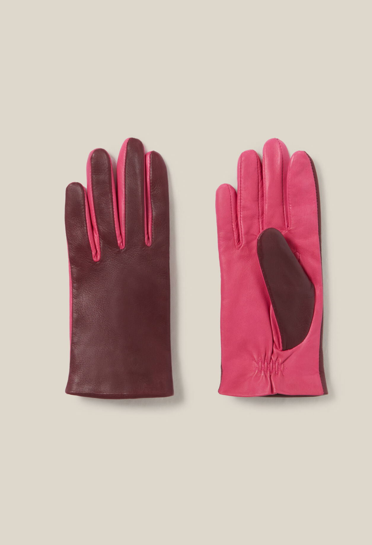 Zweifarbige Lederhandschuhe
