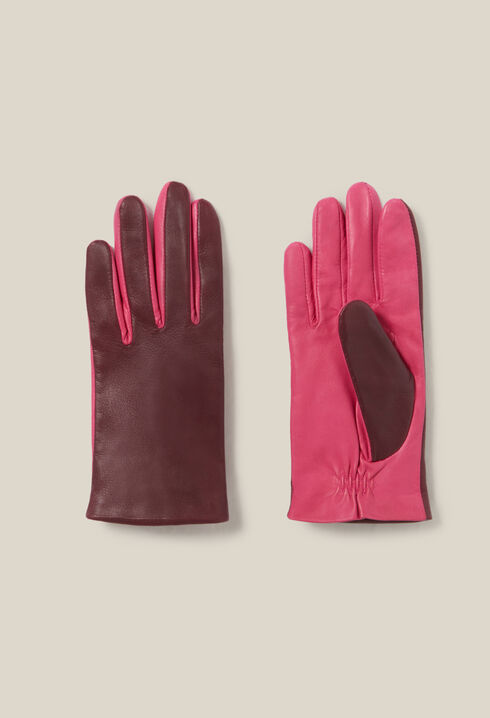 Zweifarbige Lederhandschuhe