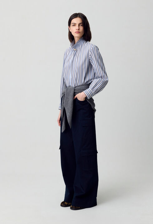 Gestreifte Bluse mit Kragen