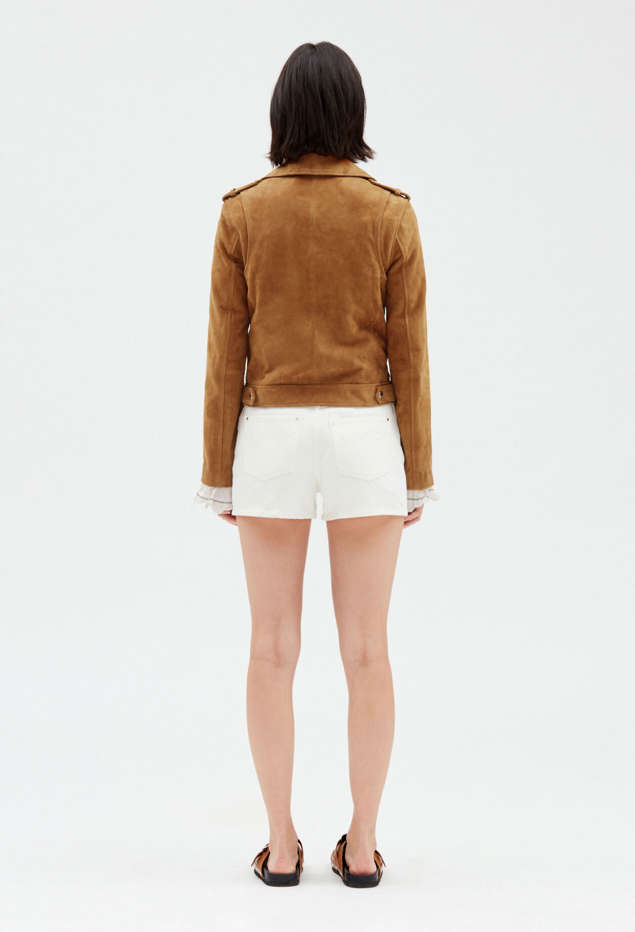 Blouson aus Veloursleder, camel