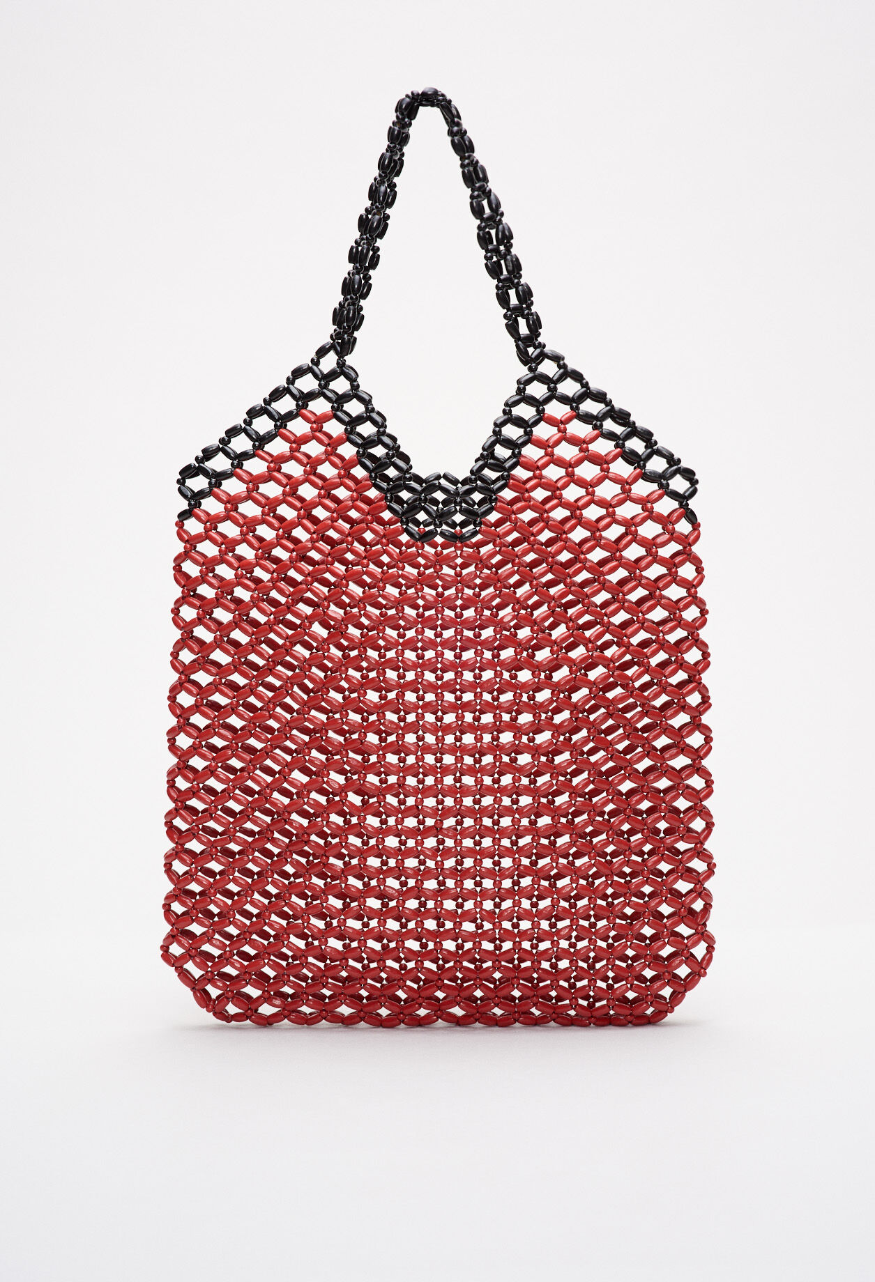 Tasche aus Holzperlen