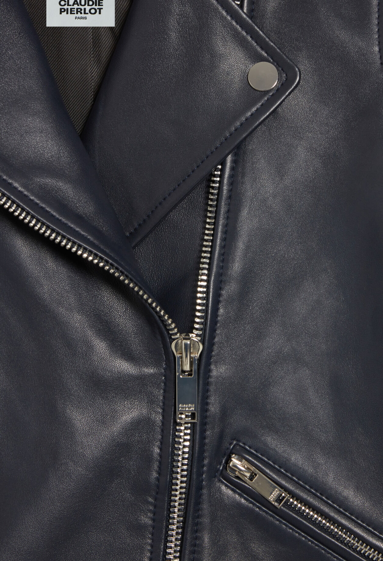 Marineblaue Jacke aus Glattleder