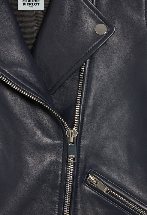 Marineblaue Jacke aus Glattleder