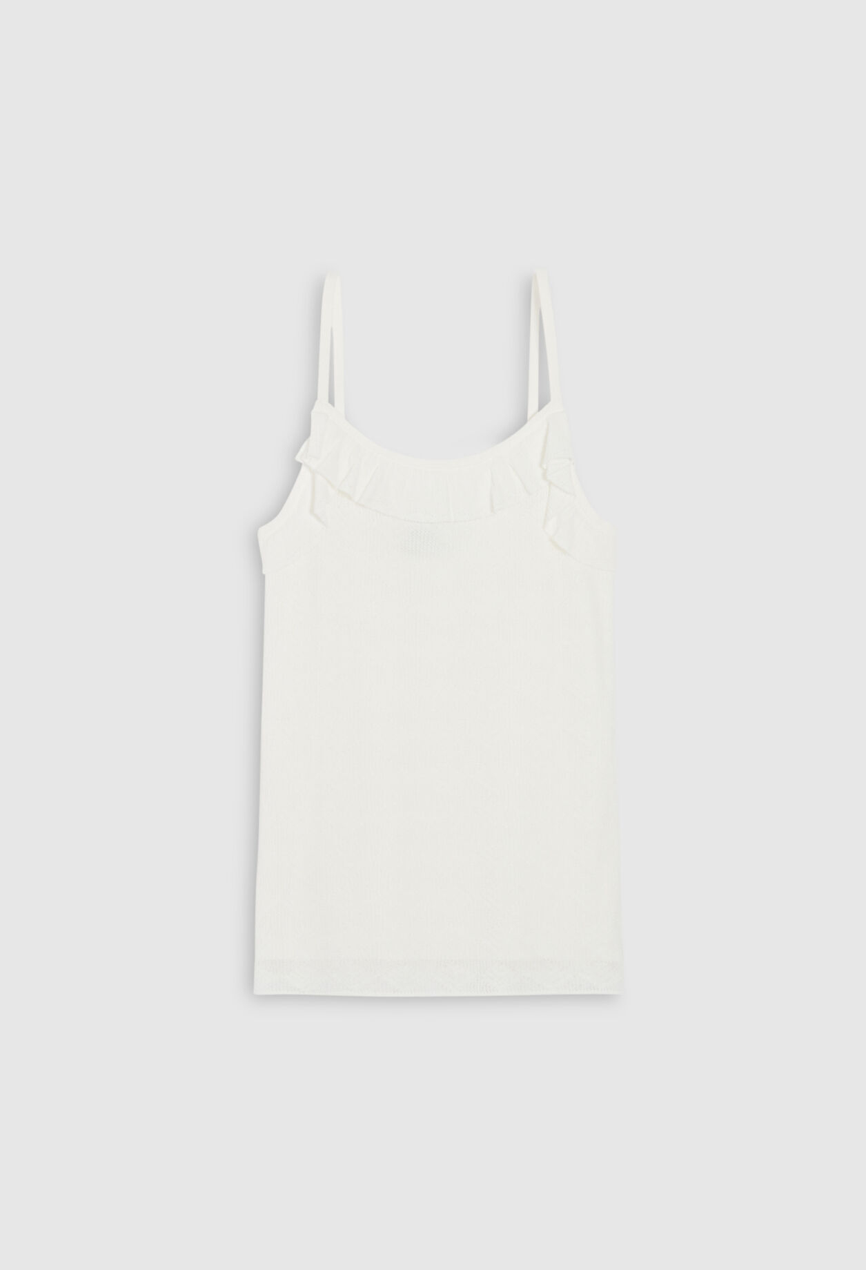 Tanktop aus Strick mit Volant, ecru