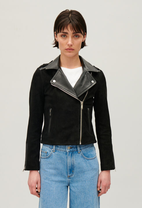 Schwarze Leder Jacke